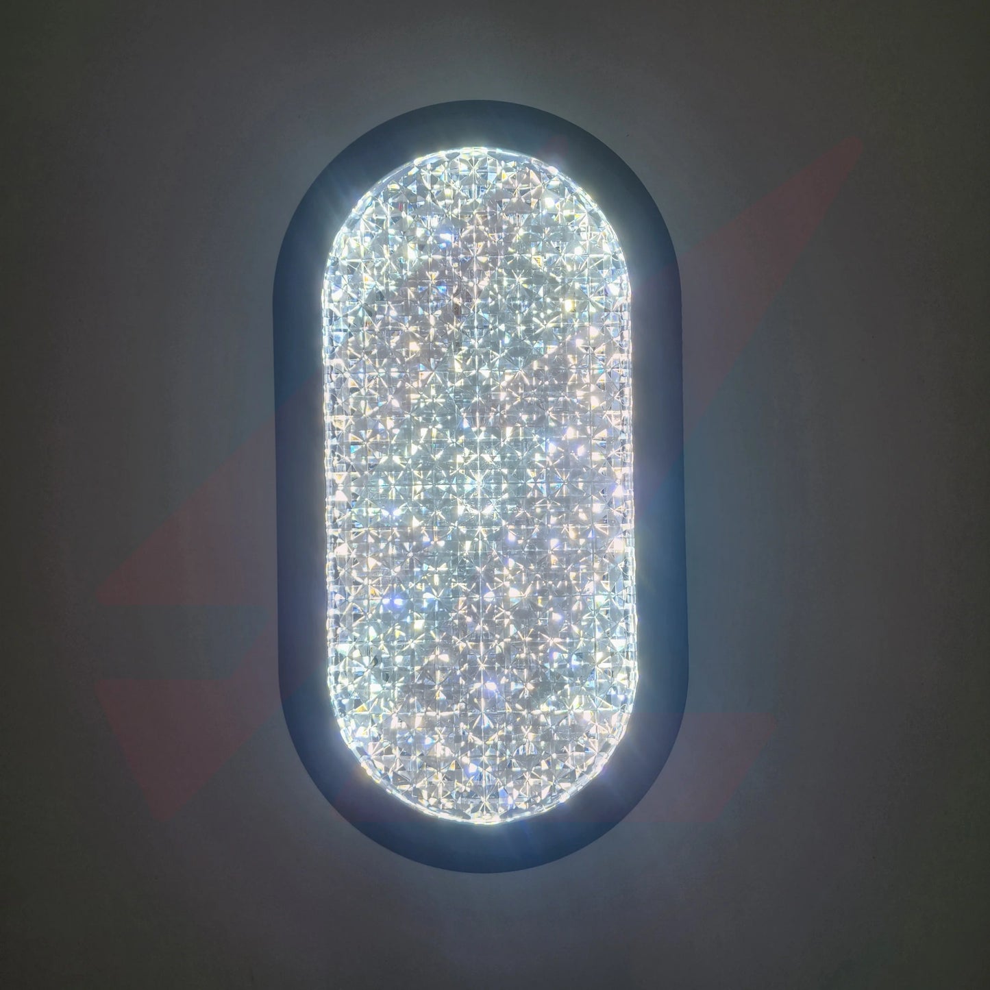 20W LED Crystal Decorative Wall Lamp with Black Aluminum Frame, Crystal Acrylic Diffuser, 3 Color CCT (3000K/4000K/6500K), 1600 Lumens, IP54 Waterproof for Indoor & Outdoor Use