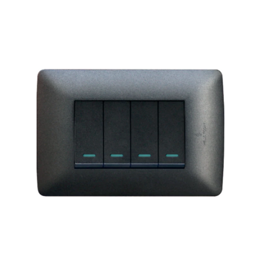 4 Lever 1 Way Switch - Black. - Smart Life