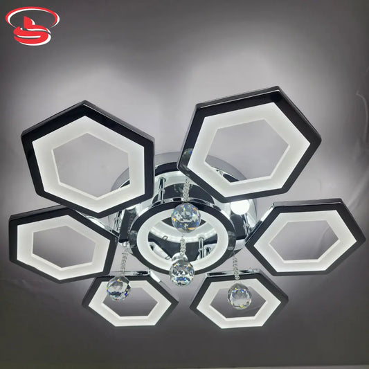 73w LED ceiling light with six hexagon rings and crystal pendant accents, providing stylish, energy-efficient lighting.
Smart Life Lighting & Electrical