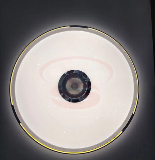 Round LED ceiling light with built-in Bluetooth speaker, warm yellow accent edge, and tri-colour lighting – ideal for smart living spaces.
Smart Life Lighting & Electrical