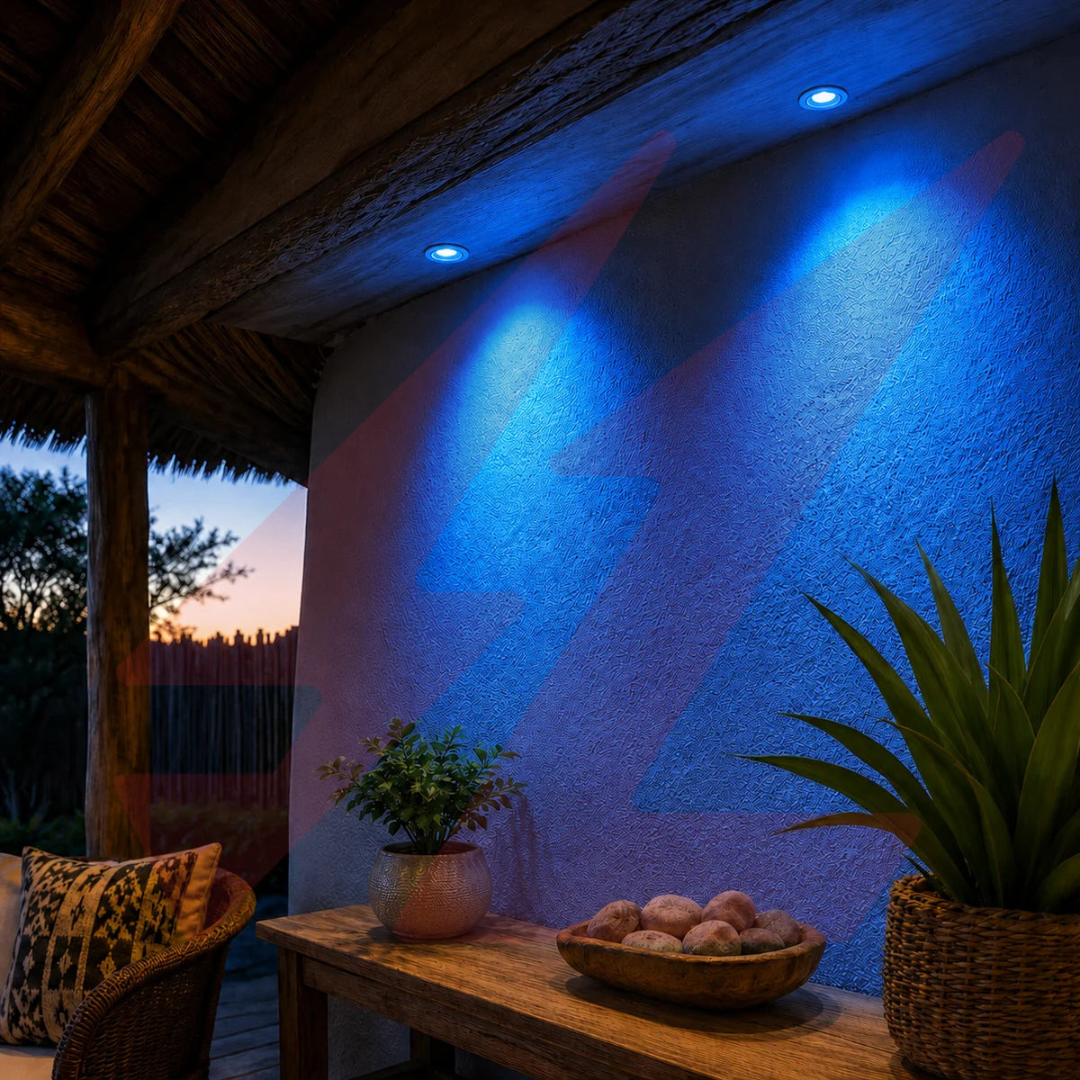 GU10 LED mood lighting spotlight bulb with blue illumination.
Smart Life Lighting & Electrical