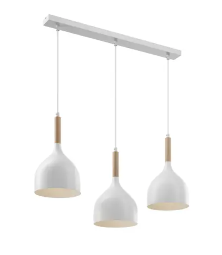 6006 Bowl Style Pendant Light - Row Of 3 - White. - Smart Life