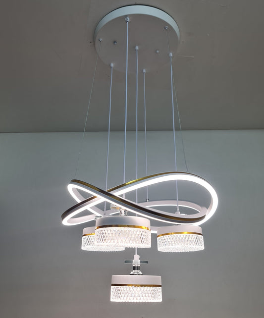 LED Double Ring Quad Crystal Metallic Dining Chandelier Pendant light 2022-3+1. - Mr.Smart SA's Best Online Shopping Store