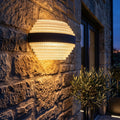 20W Modern LED Outdoor Wall Lamp with Black Metal Housing and Ribbed Acrylic Diffuser, 3000K Warm White, IP54 Waterproof