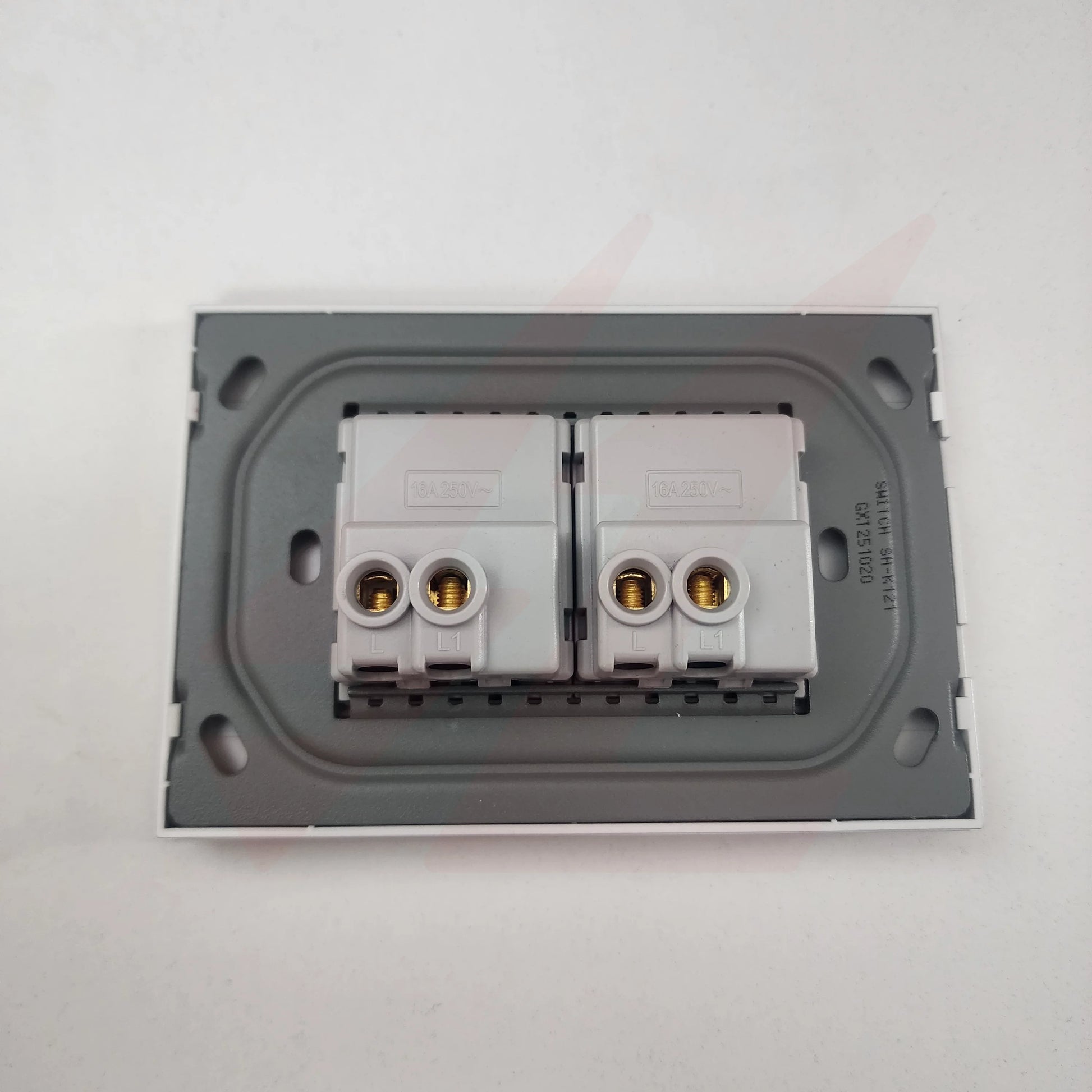 Silver 2 lever 1 way wall switch with modern rectangular design.
Smart Life Lighting & Electrical		