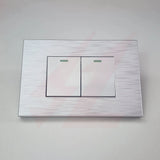 Silver 2 lever 1 way wall switch with modern rectangular design.
Smart Life Lighting & Electrical		