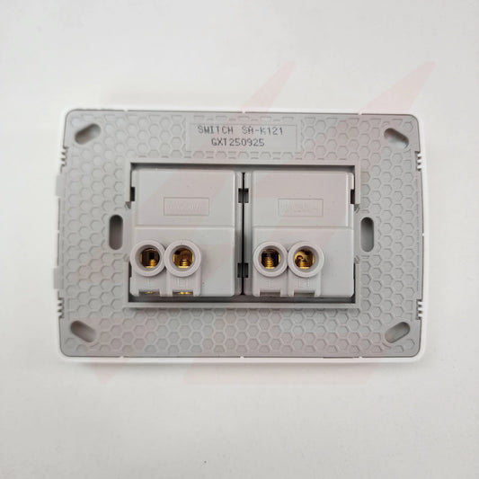 White 2 lever 1 way wall switch with modern rectangular design.
Smart Life Lighting & Electrical		