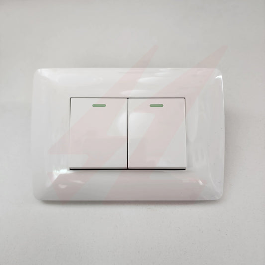White 2 lever 1 way wall switch with modern rectangular design.
Smart Life Lighting & Electrical		