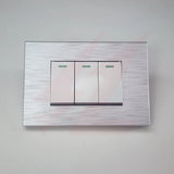 Silver 3 lever 1 way wall switch with modern rectangular design.
Smart Life Lighting & Electrical		