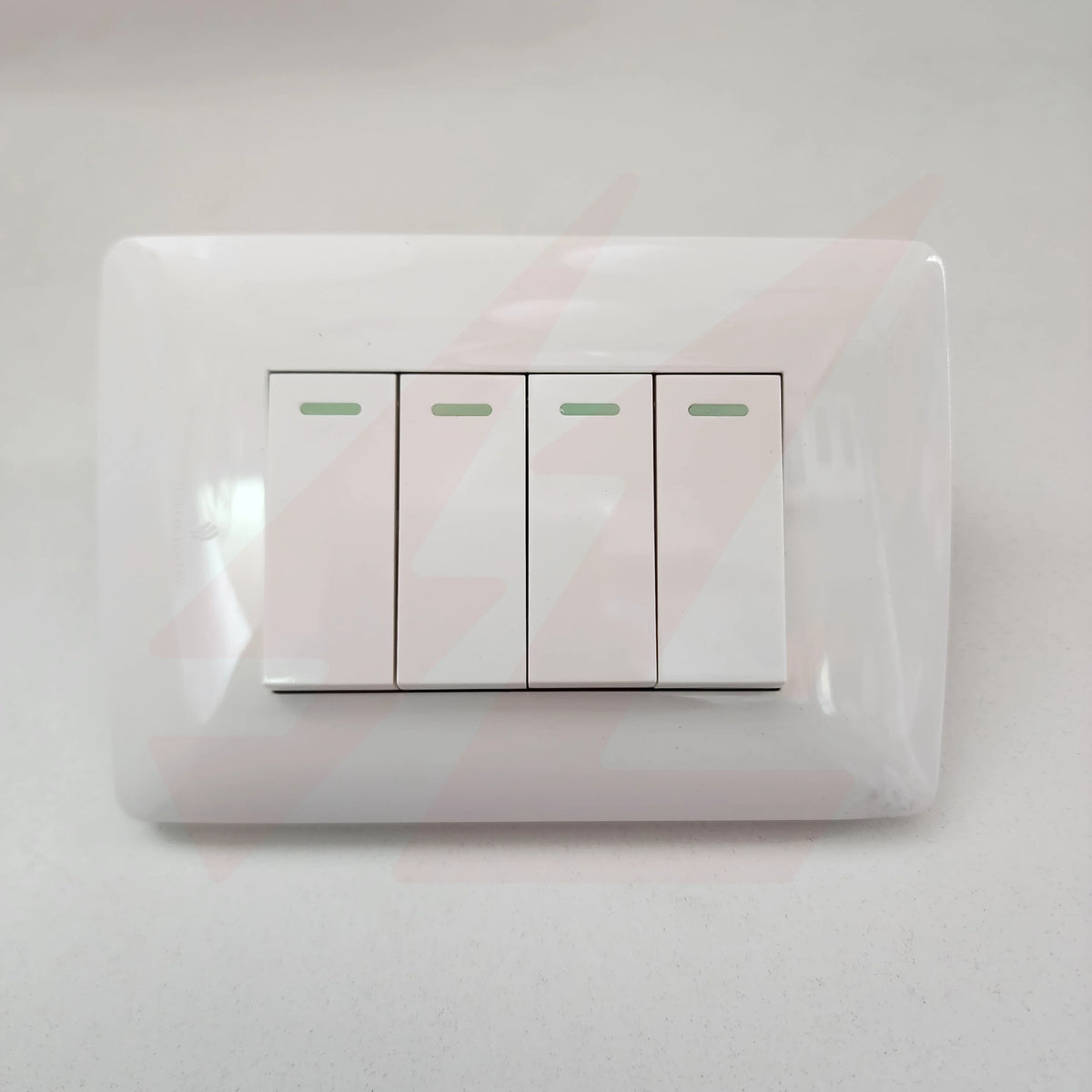 White 4 lever 1 way wall switch with modern rectangular design.
Smart Life Lighting & Electrical		
