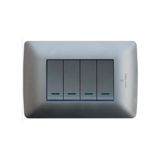 4 Lever 1 Way Switch - Silver.