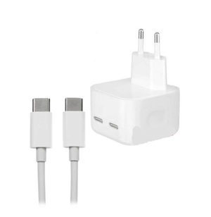 50W Dual USB-C +C Power Adapter with USB-C to Lightning Cable.