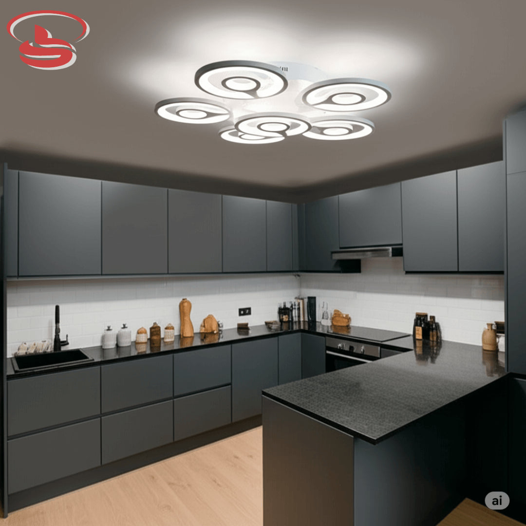 Modern 6-Circle adjustable ring LED ceiling light with customizable design and 3-colour changing modes – dual-tone, cool white, warm white, and crystal white.
Smart Life Lighting & Electrical