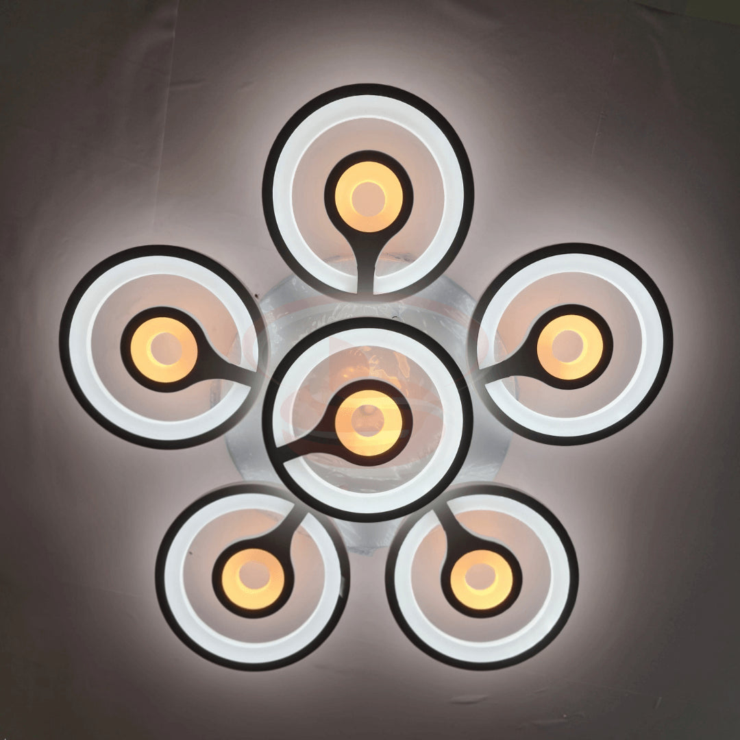 Modern 6-Circle adjustable ring LED ceiling light with customizable design and 3-colour changing modes – dual-tone, cool white, warm white, and crystal white.
Smart Life Lighting & Electrical