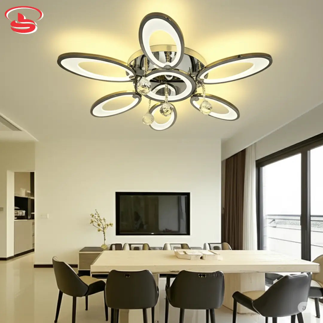 73w LED ceiling light with oval rings and crystal pendant accents, offering bright, energy-saving illumination for modern interiors.
Smart Life Lighting & Electrical
