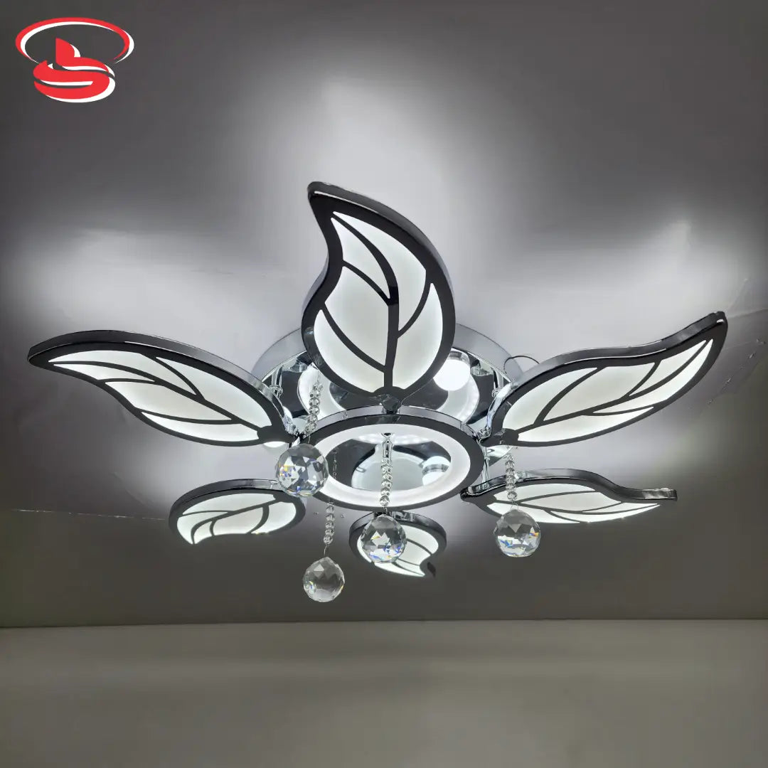 Modern 73w LED ceiling light featuring five leaf-shaped LED panels with crystal accents, combining pendant charm with energy-efficient design.
Smart Life Lighting & Electrical