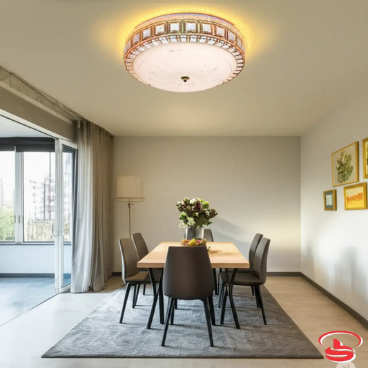 Modern CE-006 LED ceiling light with a crystal-cut border, 3-colour changing illumination, and a soft warm ambient glow for elegant home lighting.
Smart Life Lighting & Electrical
