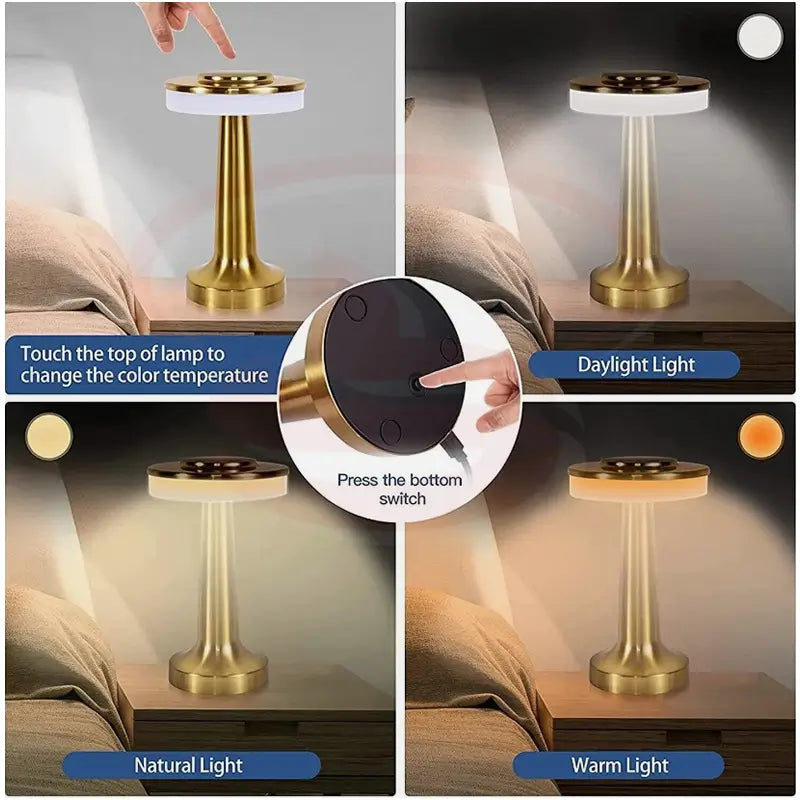 Elegant cone-shaped rechargeable LED table lamp with brushed metallic finish, 3 colour dimmable modes and Type-C Charging – modern home and restaurant lighting in South Africa.
Smart Life Lighting & Electrical