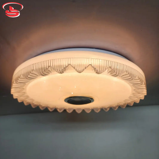 Stylish CE-009 ceiling light featuring crystal-patterned design, built-in Bluetooth speaker, and 3-colour changing LED illumination.
Smart Life Lighting & Electrical
