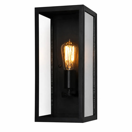 Glass Box Black Frame Edison Wall Lamp