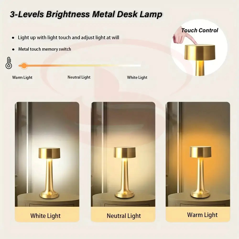 Luxury golden rechargeable LED touch lamp with Type-C charging, 3 dimmable colour modes – warm white, cool white, crystal white – modern home and restaurant lighting South Africa.
Smart Life Lighting & Electrical