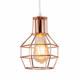 Metal Bowl Cage Rose Gold Color Pendant Light