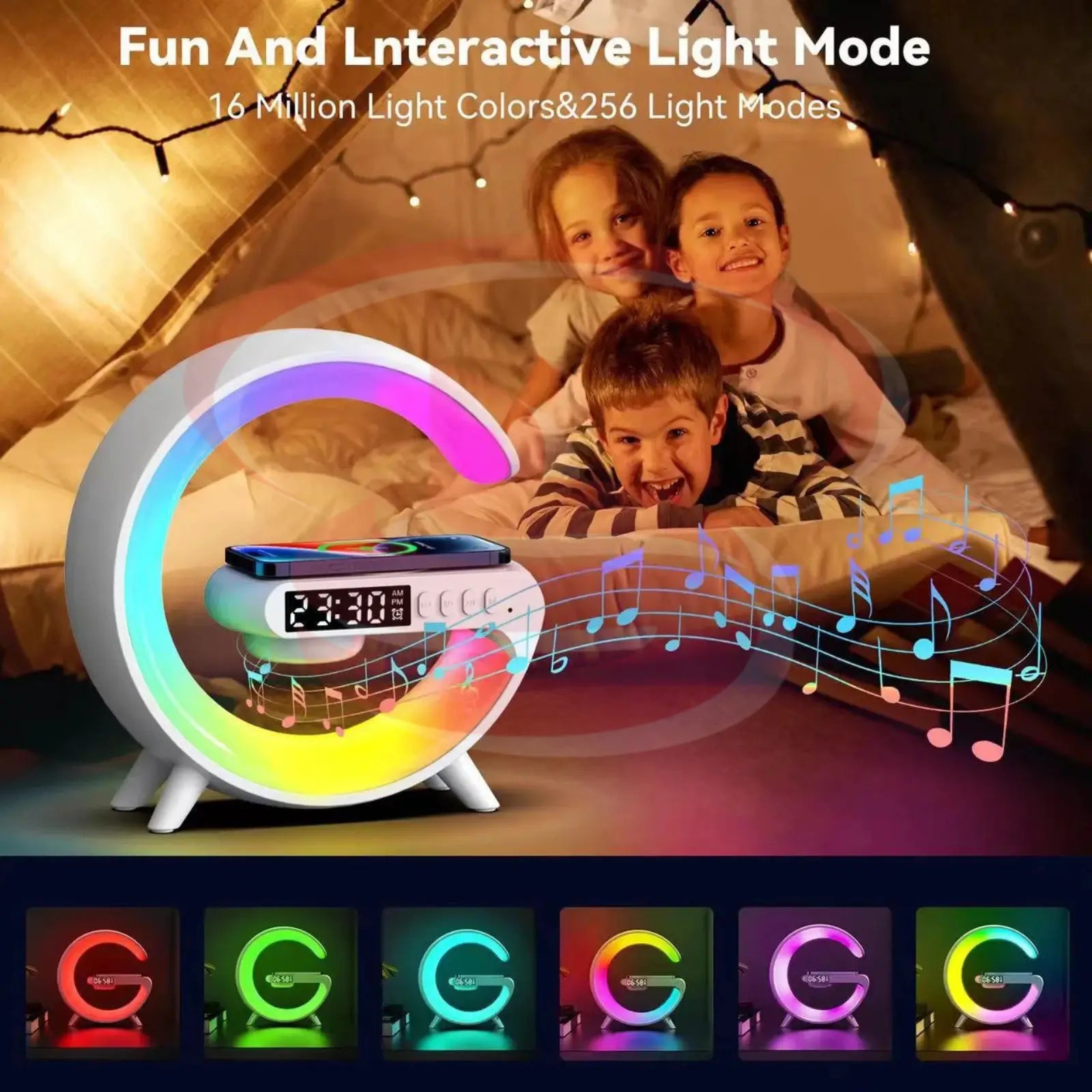 Mini G Shape LED Lamp with Clock, Bluetooth Speaker, FM Radio, USB, Micro SD and Wireless Charging – Multi-Functional Smart Lamp.
Smart Life Lighting & Electrical