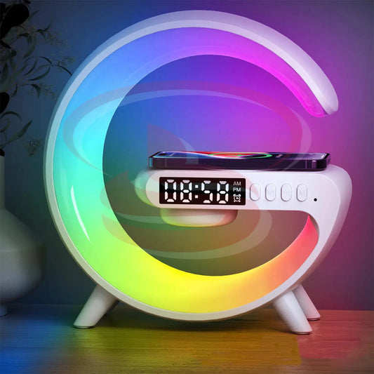 Mini G Shape LED Lamp with Clock, Bluetooth Speaker, FM Radio, USB, Micro SD and Wireless Charging – Multi-Functional Smart Lamp.
Smart Life Lighting & Electrical