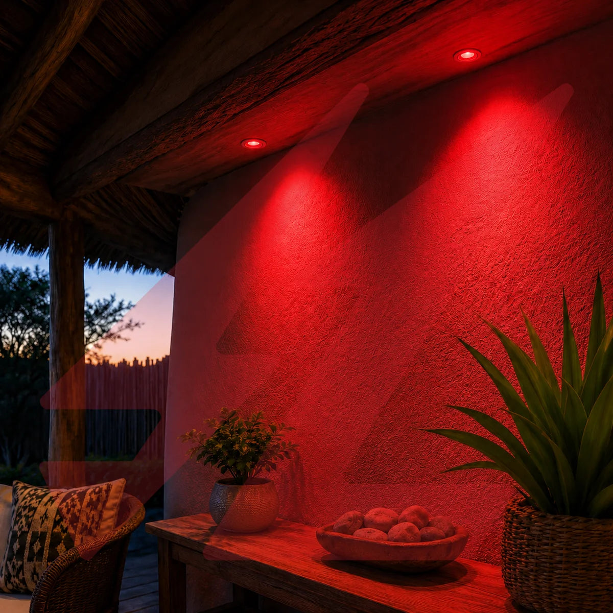 GU10 LED mood lighting spotlight bulb with red illumination.
Smart Life Lighting & Electrical		