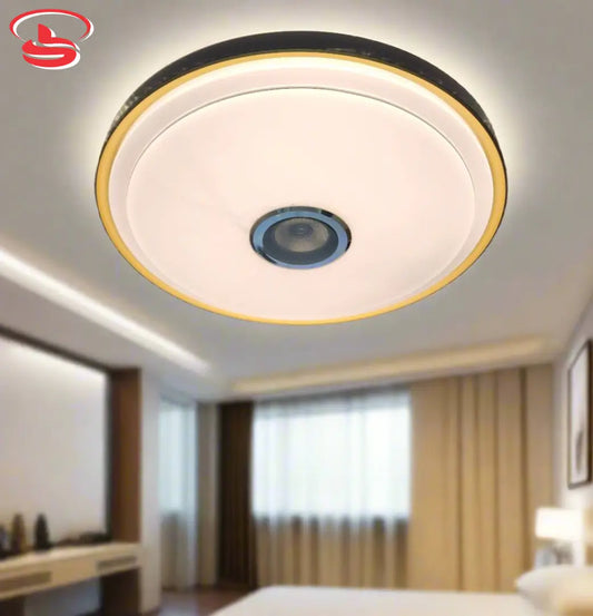 Modern ceiling light with integrated Bluetooth speaker, white LED lighting, and a glowing gold ring edge – combines audio and lighting in a minimal design.
Smart Life Lighting & Electrical