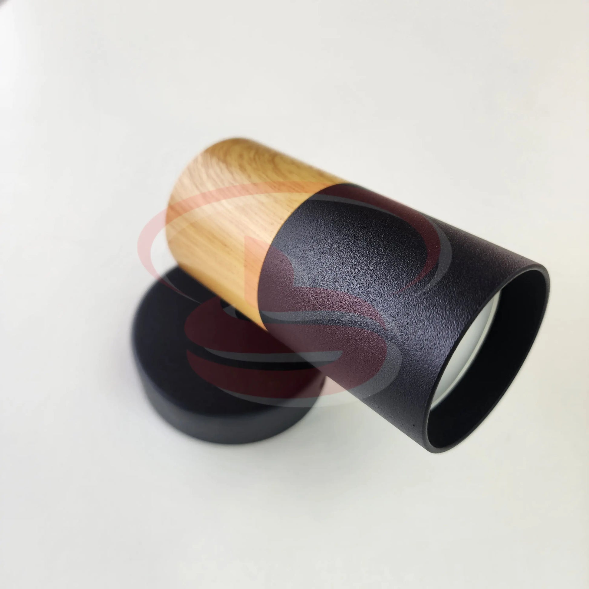 A modern indoor wall spotlight featuring a black wooden cylinder heads, Single GU10 Globe for home and commercial interiors.
Smart Life Lighting & Electrical