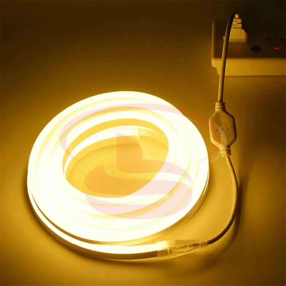 220v Warm White LED Neon Strip Light installed for ceiling ambient lighting – 15mm deep and 7mm wide slim neon flex.
Smart Life Lighting & Electrical