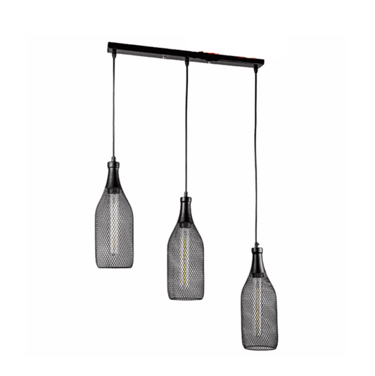 Metal Mesh Bottle Style Chandelier Light - Row of 03(Black). - Mr.Smart SA's Best Online Shopping Store