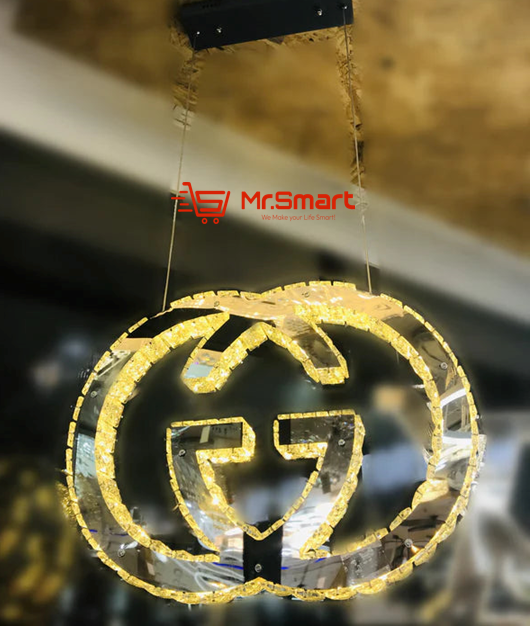 GUCCI Logo Luxury Crystal Hanging LED Pendant Light with Remote control. - Mr.Smart SA's Best Online Shopping Store