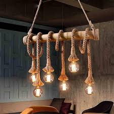 Vintage Rope Pendant Light Bamboo