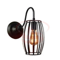 Industrial cage wall lamp with curved black metal arm and exposed filament bulb.
Smart Life Lighting & Electrical