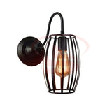 Industrial cage wall lamp with curved black metal arm and exposed filament bulb.
Smart Life Lighting & Electrical