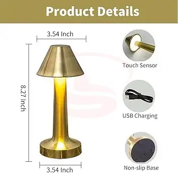 Luxury Golden Metal Touch Table Lamp – Rechargeable Warm LED Bedside Light
Smart Life Lighting & Electrical