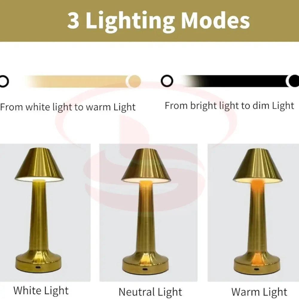 Luxury Golden Metal Touch Table Lamp – Rechargeable Warm LED Bedside Light
Smart Life Lighting & Electrical