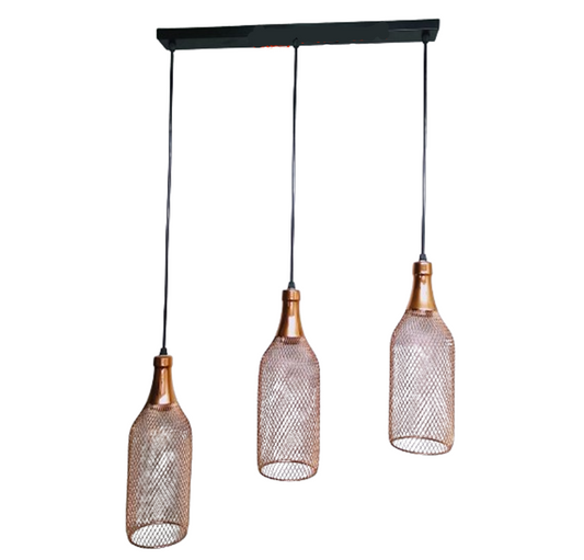 Metal Mesh Bottle Style Chandelier Light - Row of 03(Rose Gold). - Mr.Smart SA's Best Online Shopping Store