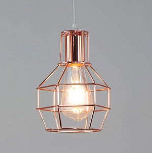 Metal Bowl Cage Rose Gold Color Pendant Light