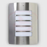 Stainless steel curved outdoor wall lamp with brushed metal finish and frosted acrylic panels.
Smart Life Lighting & Electrical