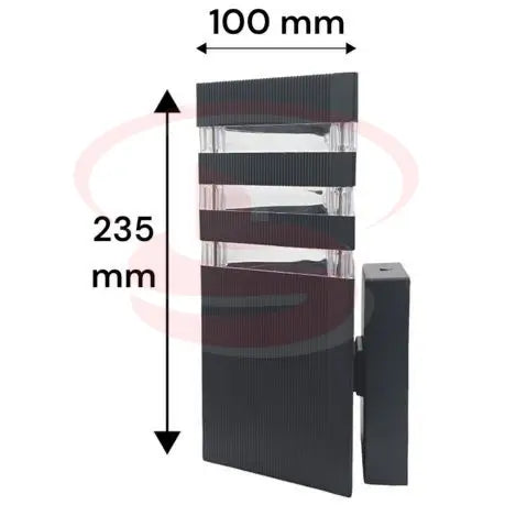 Modern rectangular outdoor wall lamp with layered glass stripes for gate and villa lighting.
Smart Life Lighting & Electrical