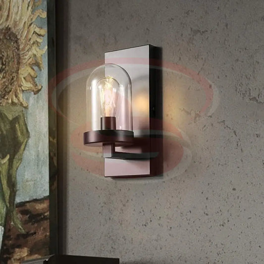 Vintage industrial wall lamp with matte black metal base and clear glass dome featuring an exposed filament bulb.
Smart Life Lighting & Electrical