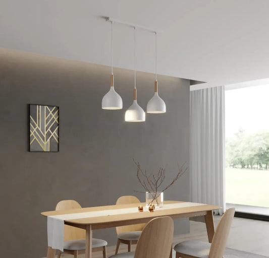 6006 Bowl Style Pendant Light - Row Of 3 - White. - Smart Life